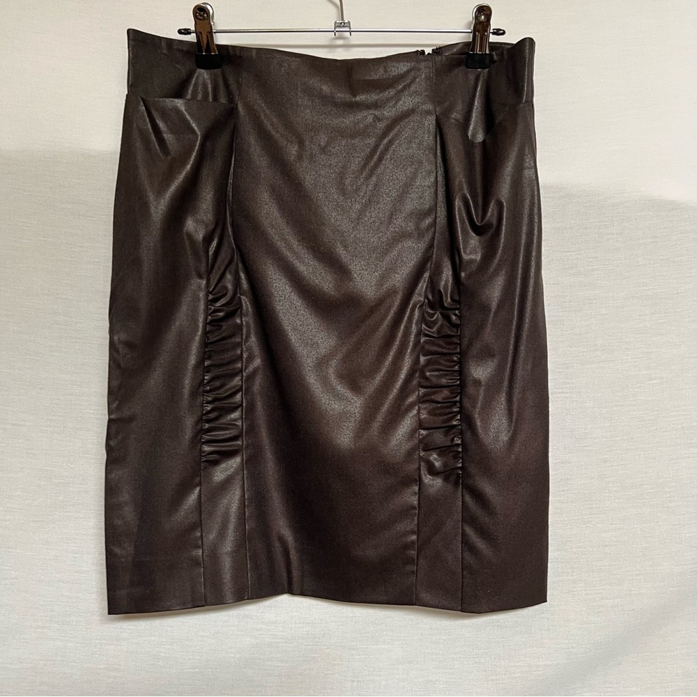 Chloe Chocolate Brown Potato Skin Wool Blend Pencil Skirt